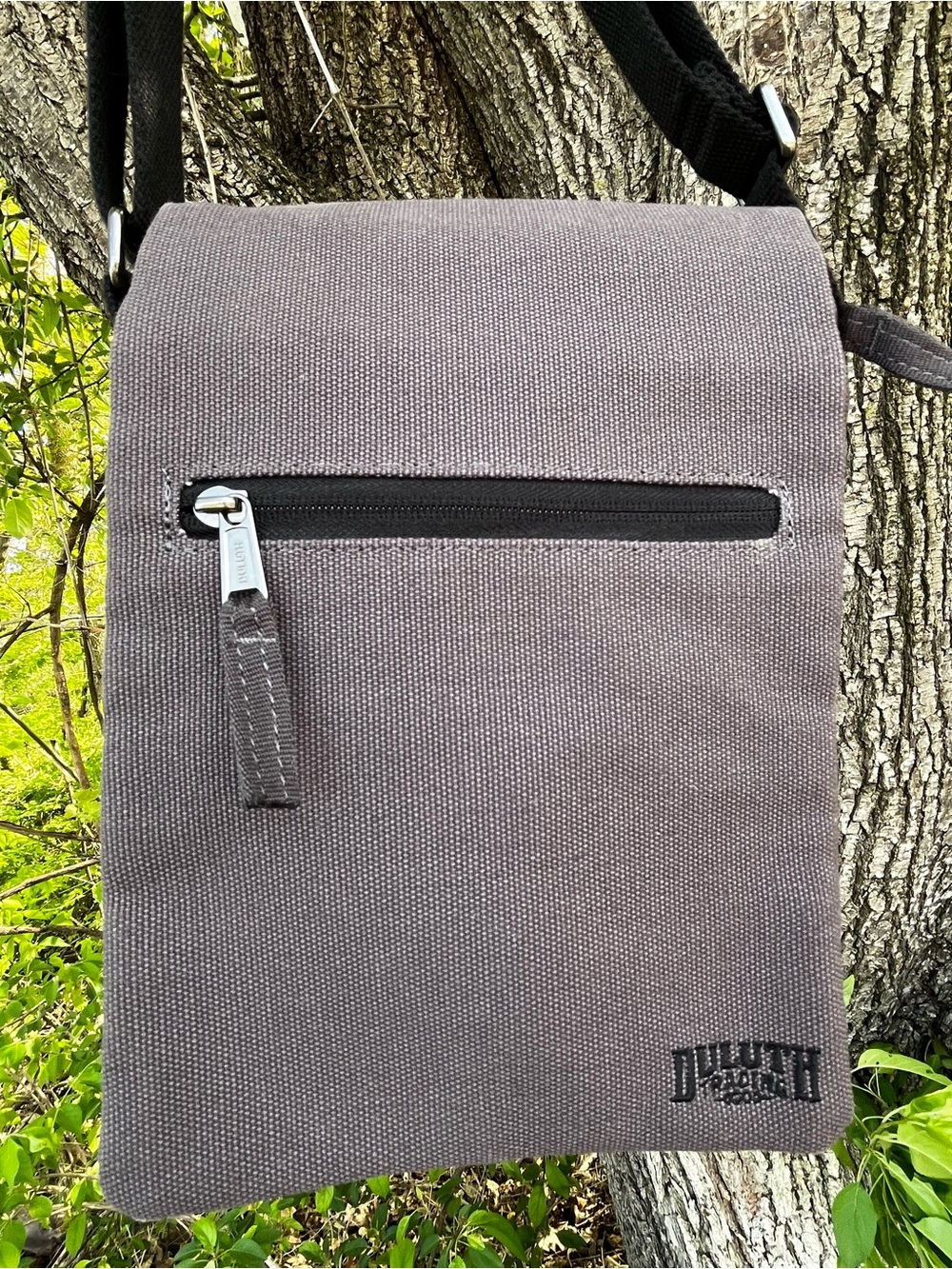 Duluth Trading Co Premium Gray Canvas Crossbody Bag Rugged Utility Travel Bag